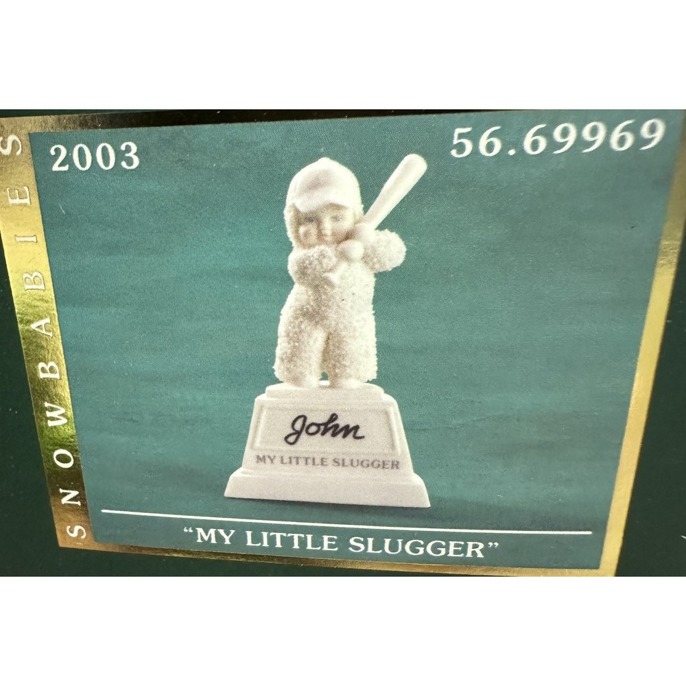Dept 56 Snowbabies MY LITTLE SLUGGER baseball 2003 Personalize NIB